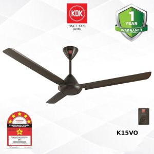 KDK K15V0 60" 60inch 3 Metal Blade AC Motor SIRIM 5 Energy Star Rating Non Remote Regulator Control U Hook Classic Ceiling Fan (White / Brown)