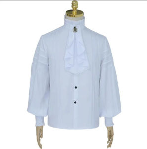 New Medieval Mens Shirts Turtlenecks Vintage Bandage Victorian Ruffles Gothic Male Jabot Blouse Tops Groom Casual Outfit