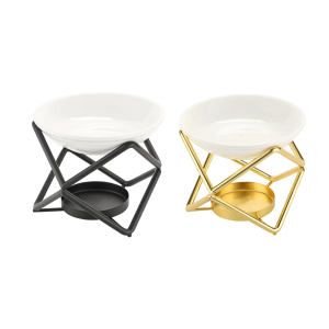 Metal Tealight Holder Aromas Diffuser Wax Melt Essential Oil Burners with Ceramics Bowl for Home and Office Decors