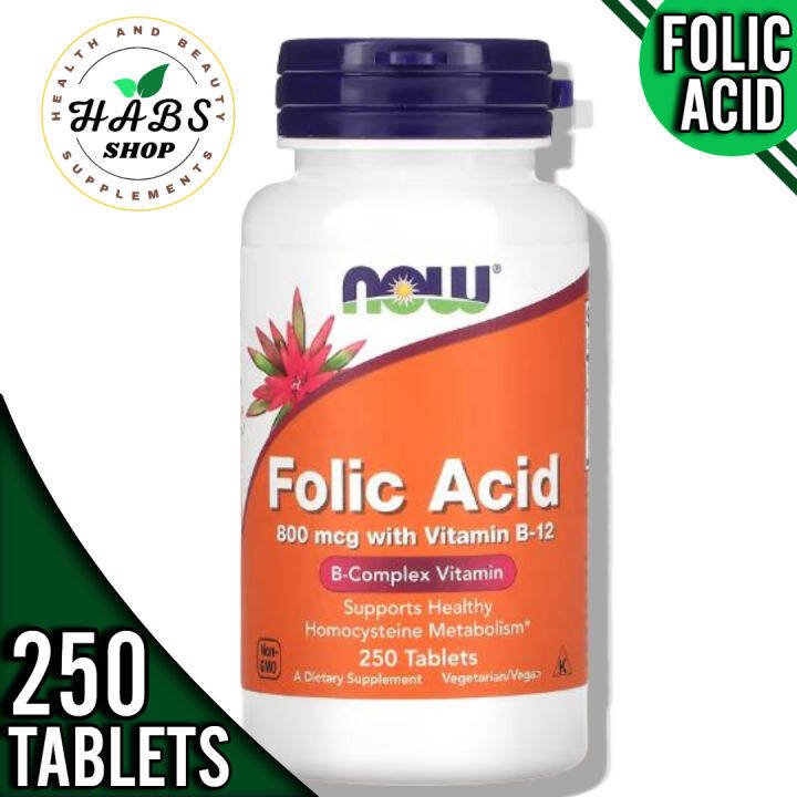 Folic Acid NOW Foods 800 mcg 250 Tablets | Lazada PH