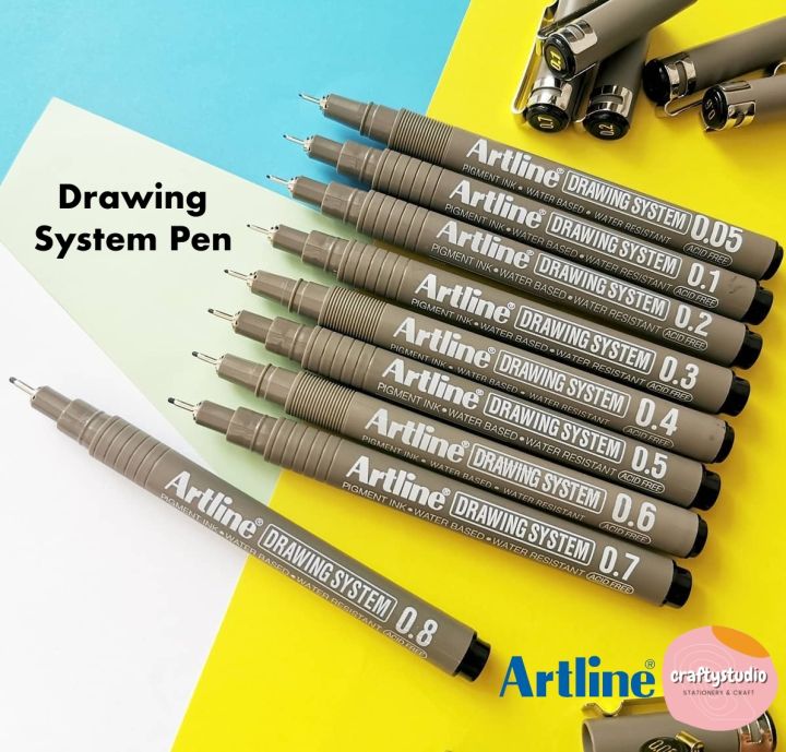 Artline Drawing System Black Pen, Technical Drawing Pen, Writing Pen