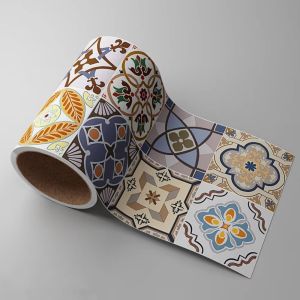 GET RID PAUSE34SE4 กาวในตัว สติ๊กเกอร์ติดผนังเส้นรอบเอว พีวีซีพีวีซี กันน้ำกันน้ำได้ แถบตกแต่งลาย วอลล์เปเปอร์เส้นรอบ พื้นห้องน้ำ