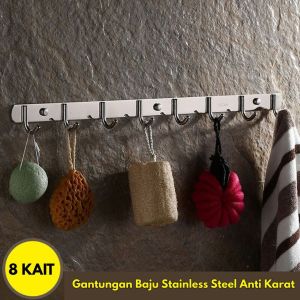 Gantungan Baju 8 Steel Berat Kait Cantolan Beban Kapstok Flusso Karat Tahan Capstok Kuat Anti Handuk Stainless Hook BR310