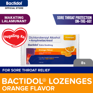Bactidol Extra Soothing Lozenges Orange 8s : for sore throat relief makating lalamunan