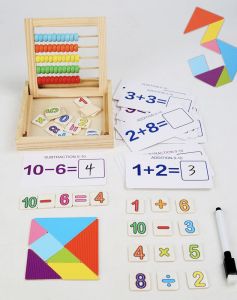LJE Wooden abacus tangram learning box