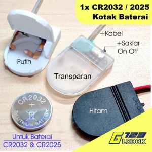 CR2032 CR2025 Battery Holder Case Kotak Tempat Baterai Batre Kancing Coin Koin 1x 2x 1 2 Slot 3V 6V On Off Switch Saklar Kabel