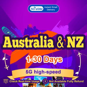 Australia & NZ eSIM 5G High speed 1-30 Days 1-30GB Unlimited Data Vodafone/Optus eSIM Card