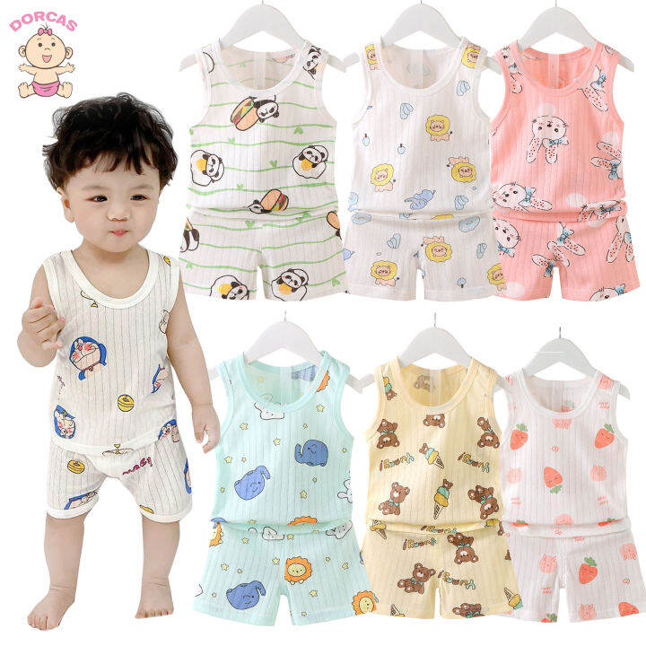 (3m-4yrs)Singlet Set Newborn Clothing Baju Kanak Tanpa Lengan ...