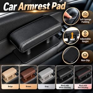 DJRGS Adjustable Height Car Armrest Pad Non-Slip Soft Sponge Padding Car Elbow Support Universal Durable Armrest Cushion Travel