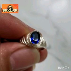 CINCIN PERAK 925 PERMATA SERAI BIRU ASLI SAIZ SEMUA ADA PM KAMI PURE SILVER RING HIGH QUALITY