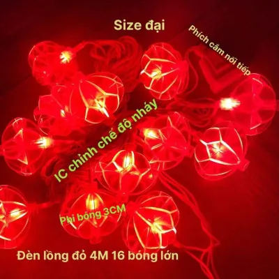 Dây Đèn LED Lồng Đèn Khía Cắm Điện Chớp Nháy 8 Chế Độ Trang Trí Giáng Sinh Tết