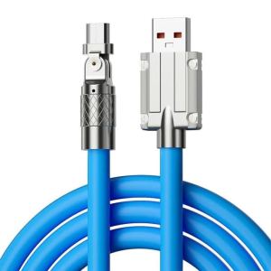 120W 6A Fast Charging Cable USB Type-C Cable 180 Degree Rotation Metal Zinc Alloy Liquid Silicone PD 120W 6A Super Fast Charging Gaming Type-c Cable with LED