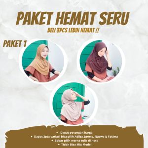 Paket Hemat Seru Hijab Sporty Nazwa Bebas Pilih Warna Hijab Sport Jersey Premium By Kalishaofficial