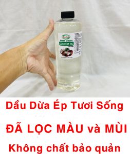 DẦU DỪA HỮU CƠ ÉP LẠNH – EXTRA VIRGIN COCONUT OIL – CHAI 1 LÍT