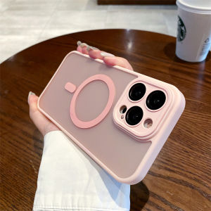 For Magsafe Magnet Purple Case for iPhone 17 16 15 Pro Max Camera Lens Protector Phone Cover Hard Matte Shell Black Bumper Capa