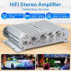 BARU LVPIN Amplifier Mini Full Bass HiFi Stereo Treble Bass Booster 12V - ST-838