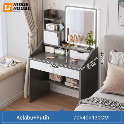 Dressing Table Makeup Table with LED Mirror Meja Solek Dressing Table with Mirror Vanity Table Cermin Meja Meja Makeup Set
