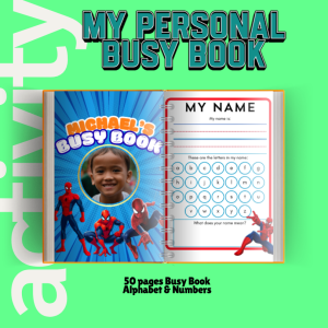 Personalized Busy Book for Kids Tracing Workbook Learning Activity Book Alphabet Numbers | 50 Pages Vivid Prints No Backprint Educational Pad Preschool Toddler | Customized Name Tracing