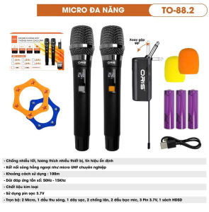 [CÔNG TY CHÍNH HÃNG]Micro Đa Năng Không Dây Oris TO 88.2 UHF Chống Nhiễu Tín Hiệu Ổn Định Pin Sạc Thân Kim Loại
