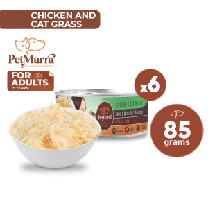 PetMarra Choice Cuts Adult Cat Wet Food Can Chicken and Cat Grass 85g BUNDLE OF 6 - PetMate complete cat nutrition