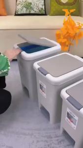 WittyDen  ถังขยะ แบบเปิดมือ-เปิดเท้า ถังขยะใหญ่ ถังขยะมินิมอลพลาสติกทรงสี่เหลี่ยม ถังขยะฝาปิด ถังขยะ