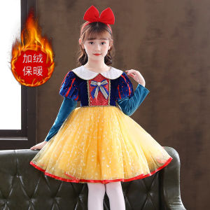 Girls Snow White Dress Dress Autumn and Winter Childrens Velvet Tulle Tutu Dress Fashion Baby  Dress
