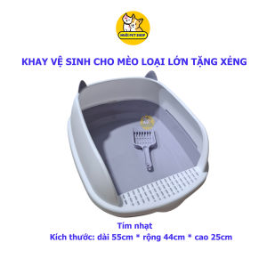 Tặng xẻng - Khay vệ sinh cho mèo khay đựng cát vệ sinh cho mèo 55x44x25 thùng đựng cát mèo size to - Nuôi Pet Shop