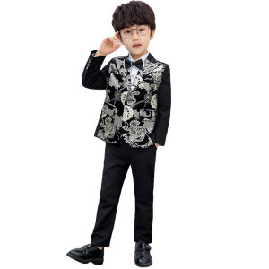 Lontakids 3ชิ้นชุดชุดสูททางการสีดำสำหรับเด็กชายวัยหัดเดินชุดสุภาพบุรูษฉันการแสดงเปียโนชุดทักซิโด้เด็กงานแต่งงาน