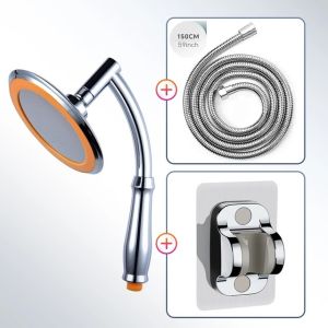 3 in 1 SET SHOWER HEAD WIDE SPRINKLER (15CM) Bathroom Shower Round Chrome Ultra-thin 360° Swive