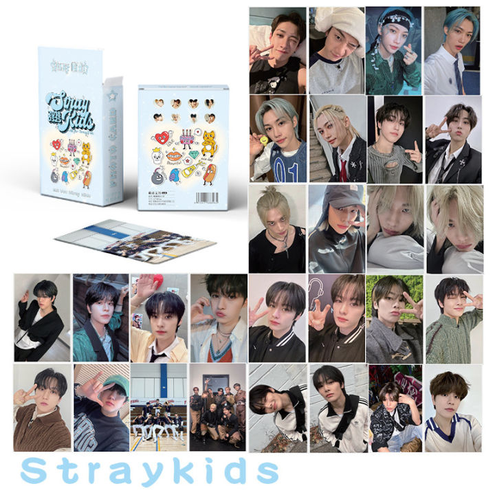 50pcs/box Stray kids Photocards Laser Card Felix Hyunjin Album Lomo Cards  Kpop Postcards