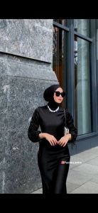 Jhon Store28 Darla Dress Satin Wanita Muslim (RAEDY STOK) Dress Serut Lengan Terbaru TERMURAH!!!!