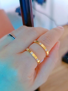 [Giá 1 chiếc] NHẪN TITAN ĐÍNH ĐÁ MẠ VÀNG ĐÍNH 3 VIÊN ĐÁ TITAN KHÔNG ĐEN  KHÔNG DỊ ỨNG