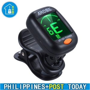 AROMA AT-101 Guitar Tuner Rotatable Clip-on Tuner LCD Display for Chromatic Acoustic Guitar Bass Ukulele Guitar Accessories