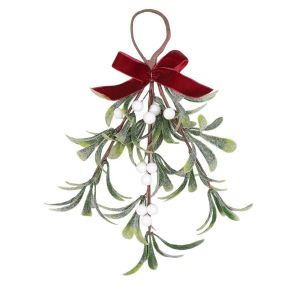 HCHC MALL Có nơ Vòng hoa trang trí cây thông Noel nhân tạo Trang trí Sống động như thật Vòng hoa Giáng sinh Trang trí lễ hội Quả mọng màu đỏ Trang trí cây thông Noel Đồ trang trí Giáng sinh