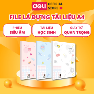 File Tài Liệu Đa Năng Deli A4 - Bìa Kẹp Lá Học Sinh Tệp Đựng Tài Liệu Siêu Âm 30-40 Lá Họa Tiết Cute Chất Liệu Bền Bỉ Dễ Dàng Sử Dụng Phù Hợp Cho Học Sinh và Văn Phòng