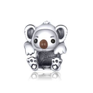 BAMOER Baby Koala Metal Beads for Women Jewelry Making 925 Sterling Silver Animal Charm fit Bracelet & Bangle Jewelry SCC1304