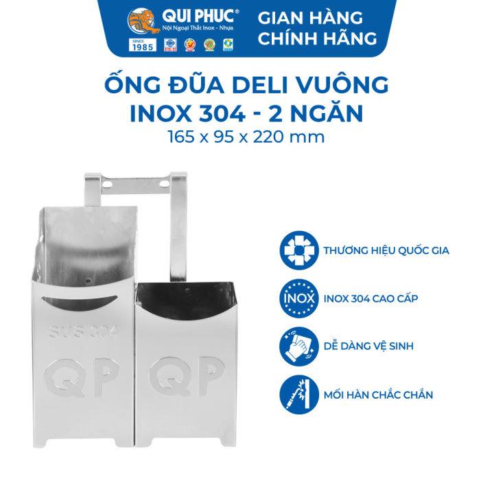 Ống Đũa Inox 304 DELI Vuông 2 Ngăn - Chính Hãng Qui Phúc - Kệ Đựng Gia ...