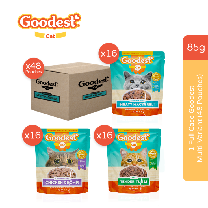 Goodest Cat Multi Variant Pack of 48 Wet Cat Food Pouch 85g