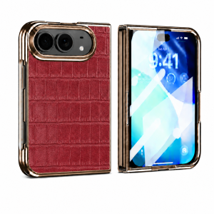 For iPhone Duo Fold Case Luxury PU leather Skin With tempered film Protective Back Cover For iPhone Fold Phone Shell Funda