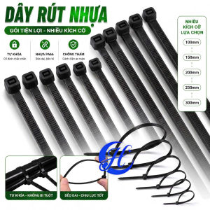 1 Gói dây rút nhựa đen  dây thít  dây lạt rút gọn dây điện cột rút nhanh chóng tiện lợi - H&H store