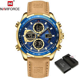 NAVIFORCE Top Original Brand Fashion Military Mens Watch Date Sport Quartz Men Casual Leather Strap LED Light Waterproof Watch