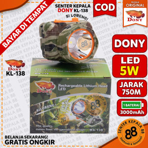 DONY Senter kepala Cas DONY KL 138 Si Loreng 5 WATT 5W QLED LED MURAH TERANG GUNUNG MURAH KECIL MINI