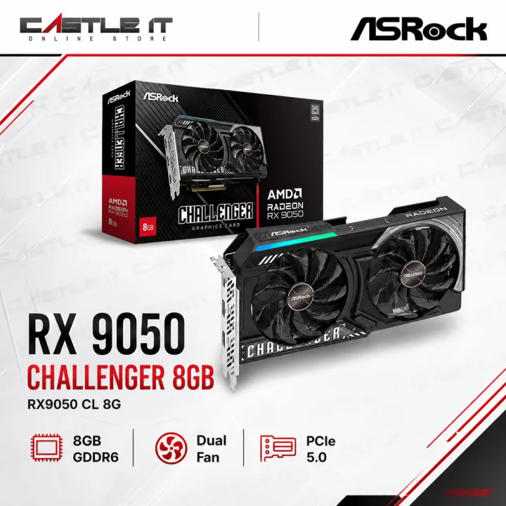 ASRock Challenger AMD Radeon RX 9050 8GB GDDR6 Graphics Card