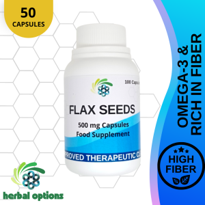 Organic Flaxseed Capsules 50 and 100 Capsules Dietary Fibers Rich in Nutrients High in Omega-3 Improve Cholesterol High-Quality Protein May Reduce Cancer Help Control Blood Sugar Risk