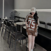 American casual suit summer new loose letter short sleeved shorts student sports two-piece set for age reduction