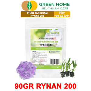 Mua 5 tặng 1 -  Phân Tan Chậm GreenHome Rynan 200 Bao 90gr ~ 30 Túi Lưới 3gr Dành Cho Giai Đoạn Phong Lan Cây Con