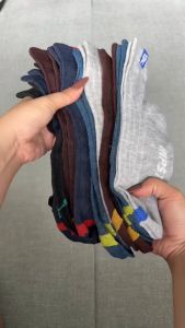 5 pairs in a bag Mens pure cotton socks Simple style letter medium tube jacquard casual socks