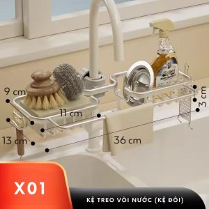 Khay gắn vòi nước bồn rửa bát FEEKA nhôm cao cấp giá để đồ treo vòi nước phòng tắm đa năng