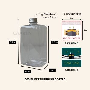 (10pcs) PET Plastic Drinking Bottles – Zam Zam Water Juice Cold Brew Tea – Food Grade & Durable