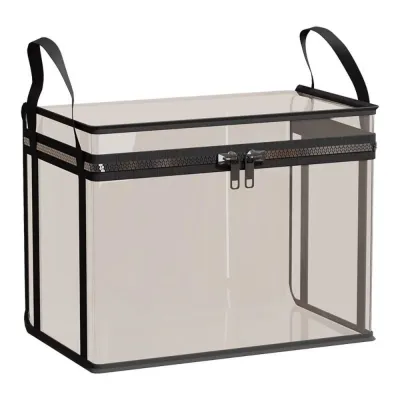 RUOANE Large Capacity Stuffed Toy Storage Box PVC Clear Plush Toy Storage Bag Dustproof Folding Basket Doll Organizing Bag Collection Container